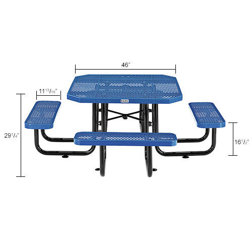 Global Industrial 46" Octagonal Picnic Table Expanded Metal Blue