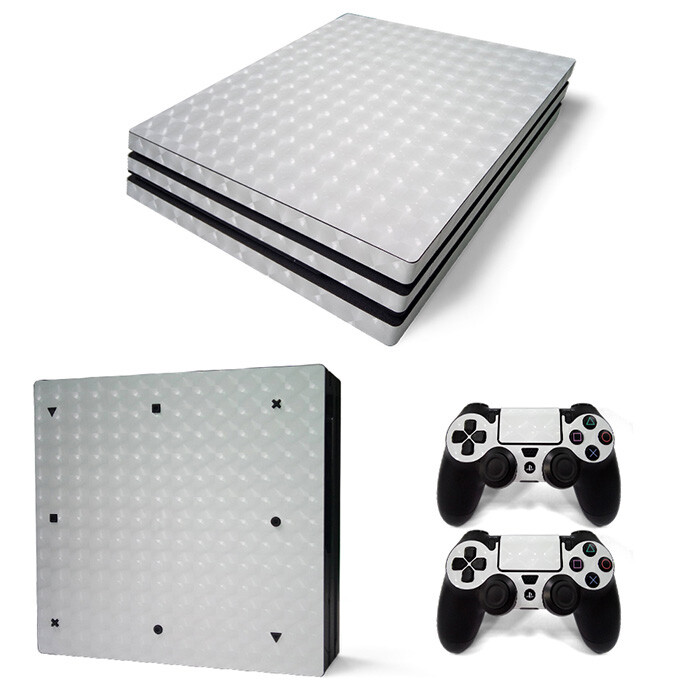 For PS4 PRO Console Skin & 2 Controllers White 3D Effect Vinyl Wrap Decal