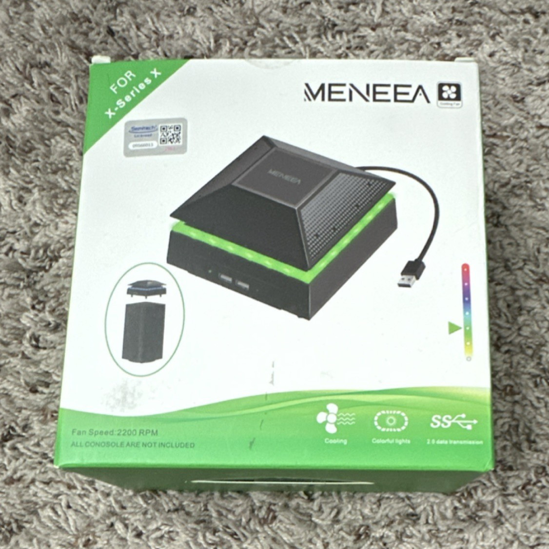 MENEEA 3-Fan USB Cooling Attachment with Colorful Lights for Xbox Series X