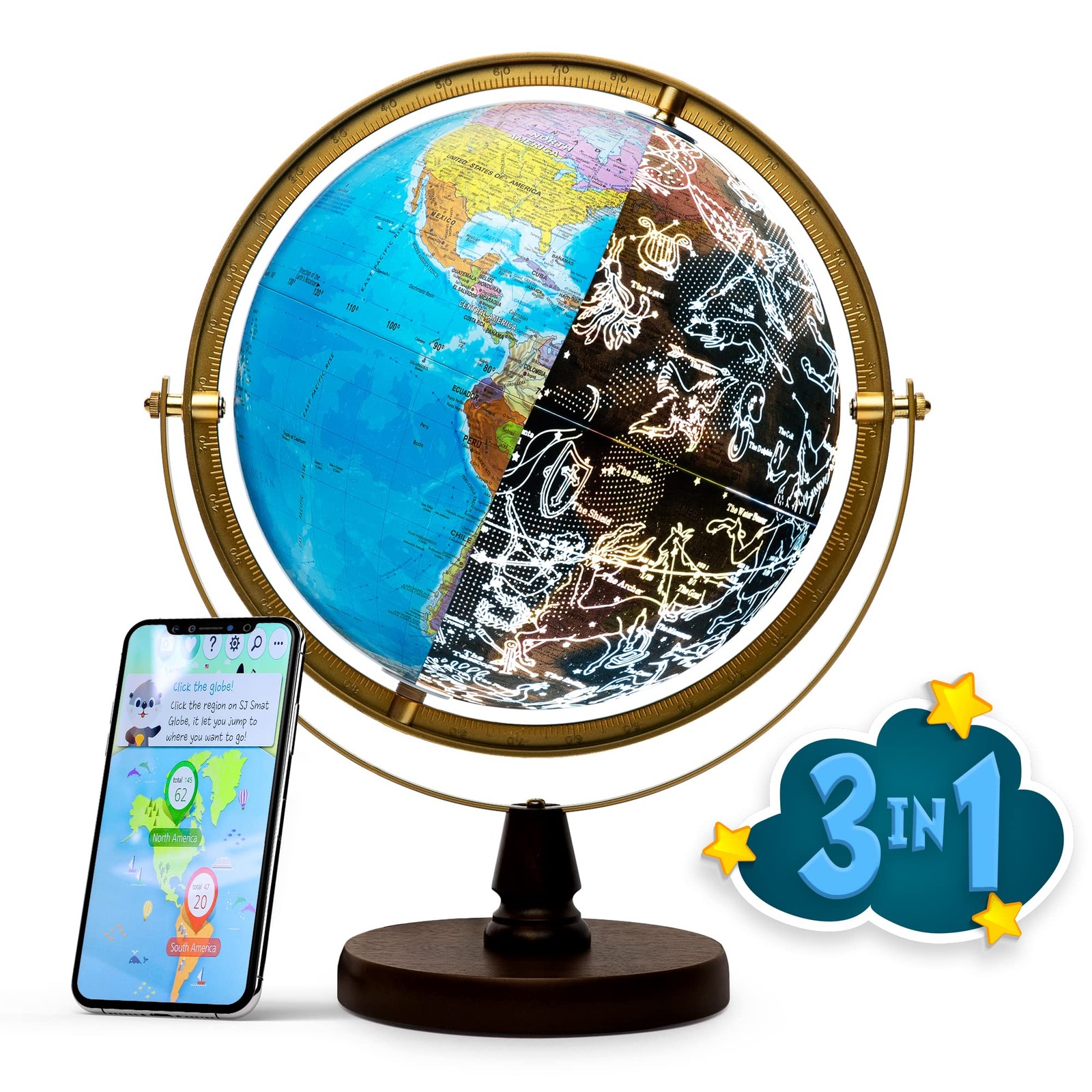 SJSMARTGLOBE with Interactive APP & LED Illuminated Constellations at Night, ...