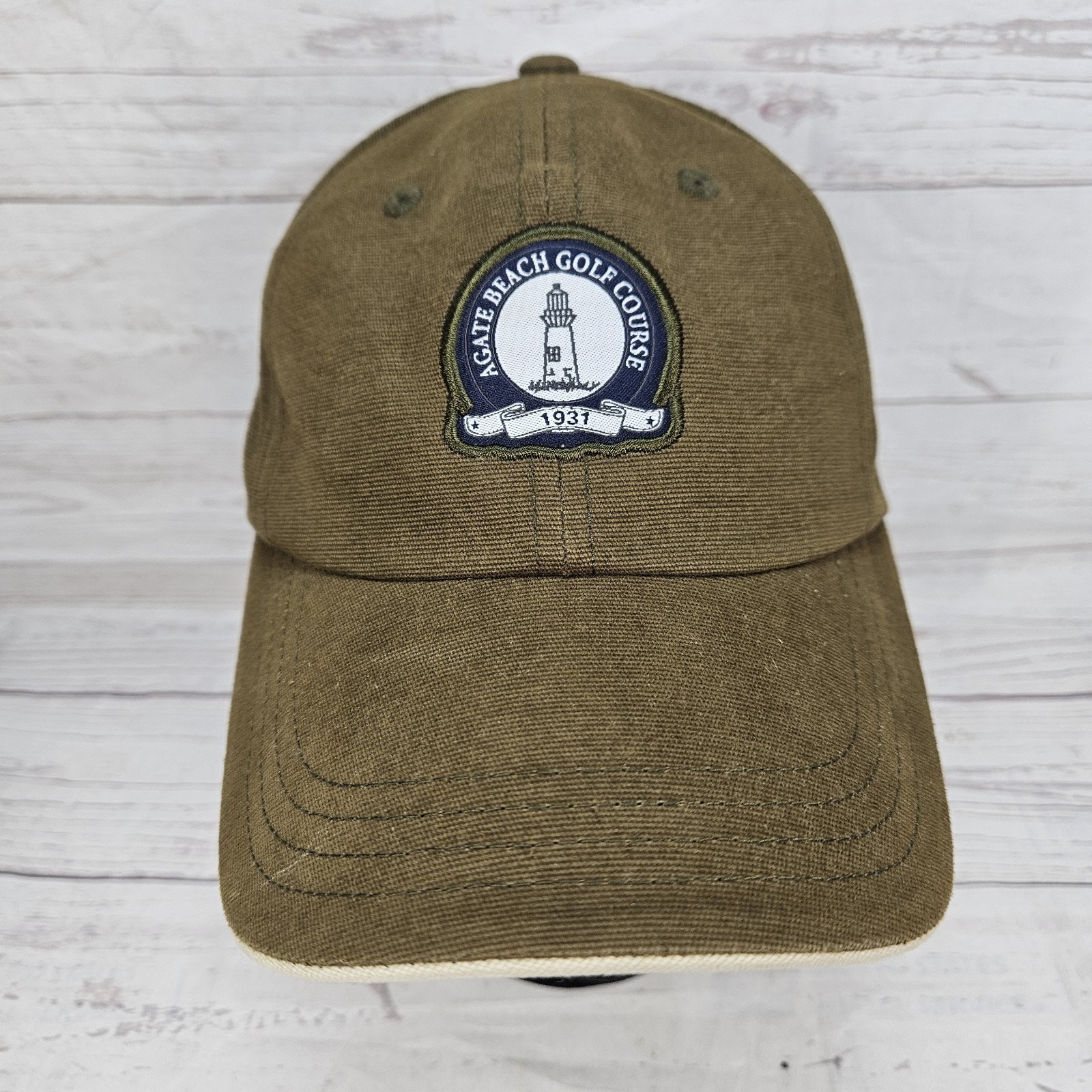 Agate Beach Golf Course Adjustable Hat Cap Imperial Olive Green
