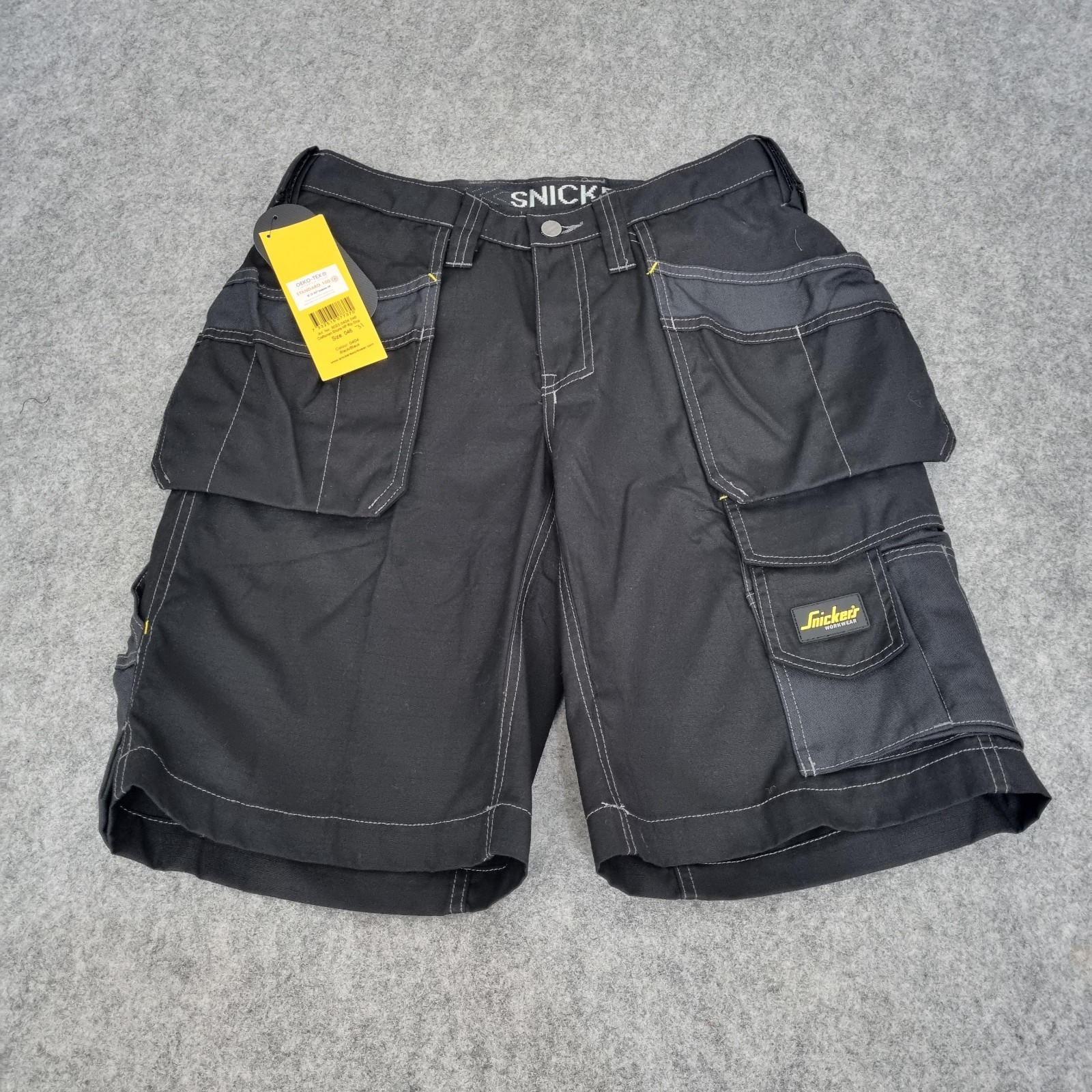 Snickers Workwear Shorts Mens W31 Black Craftsmen 3023 Ripstop Holster Pockets