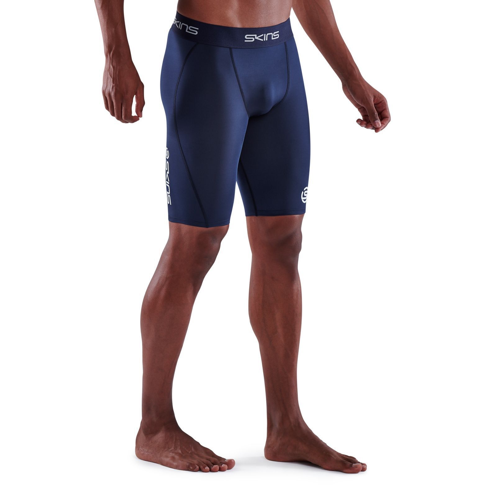 PAY LESS! || Skins Series-1 Mens Compression Half Tights (Navy)