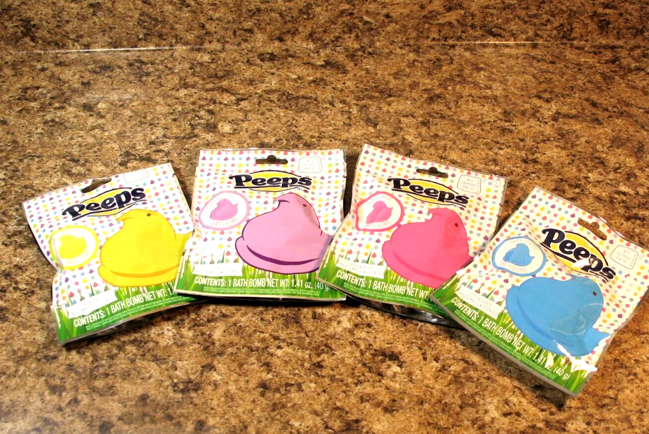 PEEPS Scented Bath Bombs Set Strawberry Vanilla Grape Cotton Candy LOT Of 4