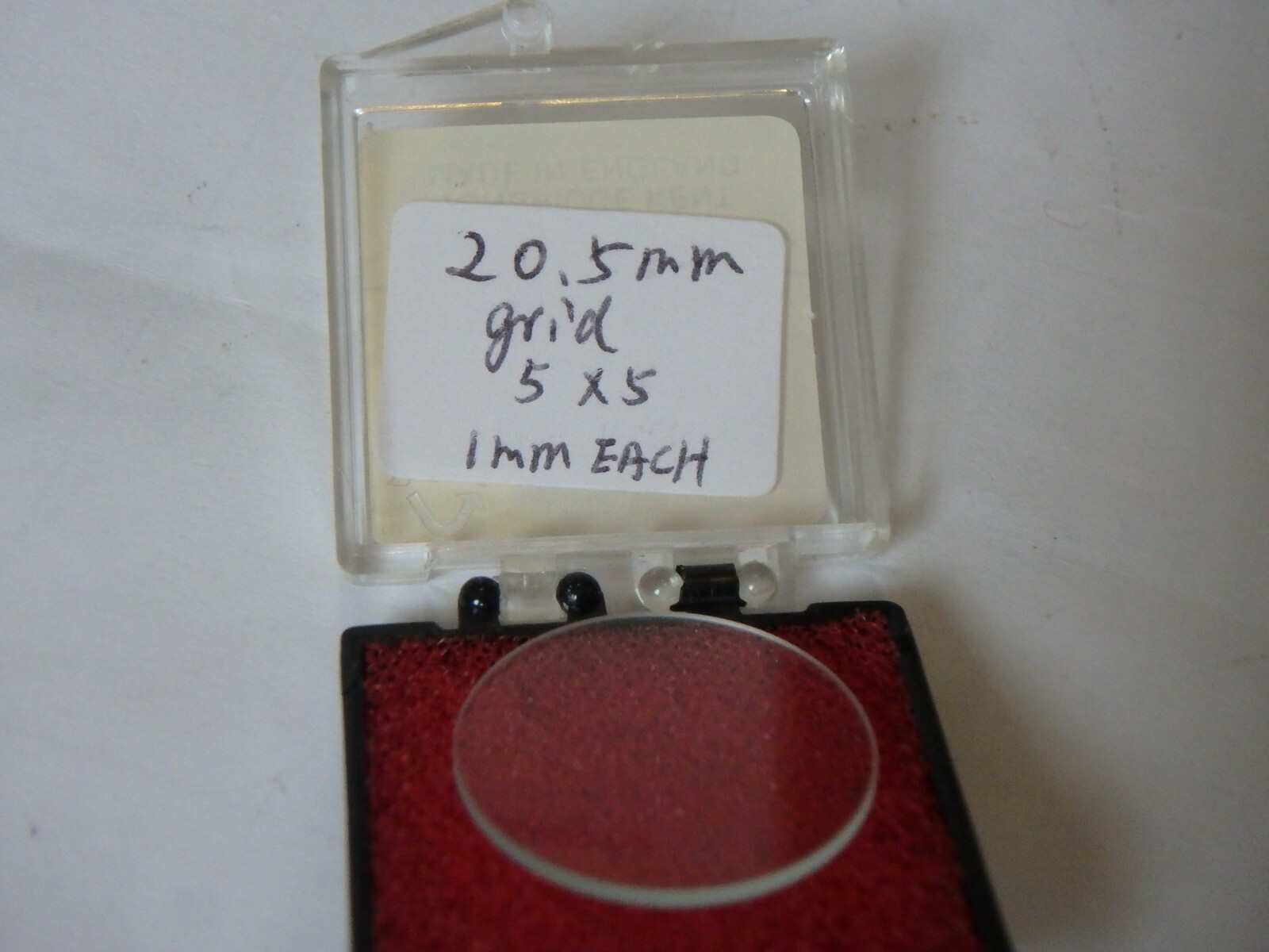Eyepiece graticule 20.5mm for microscope ; grid 5x5 1mm each