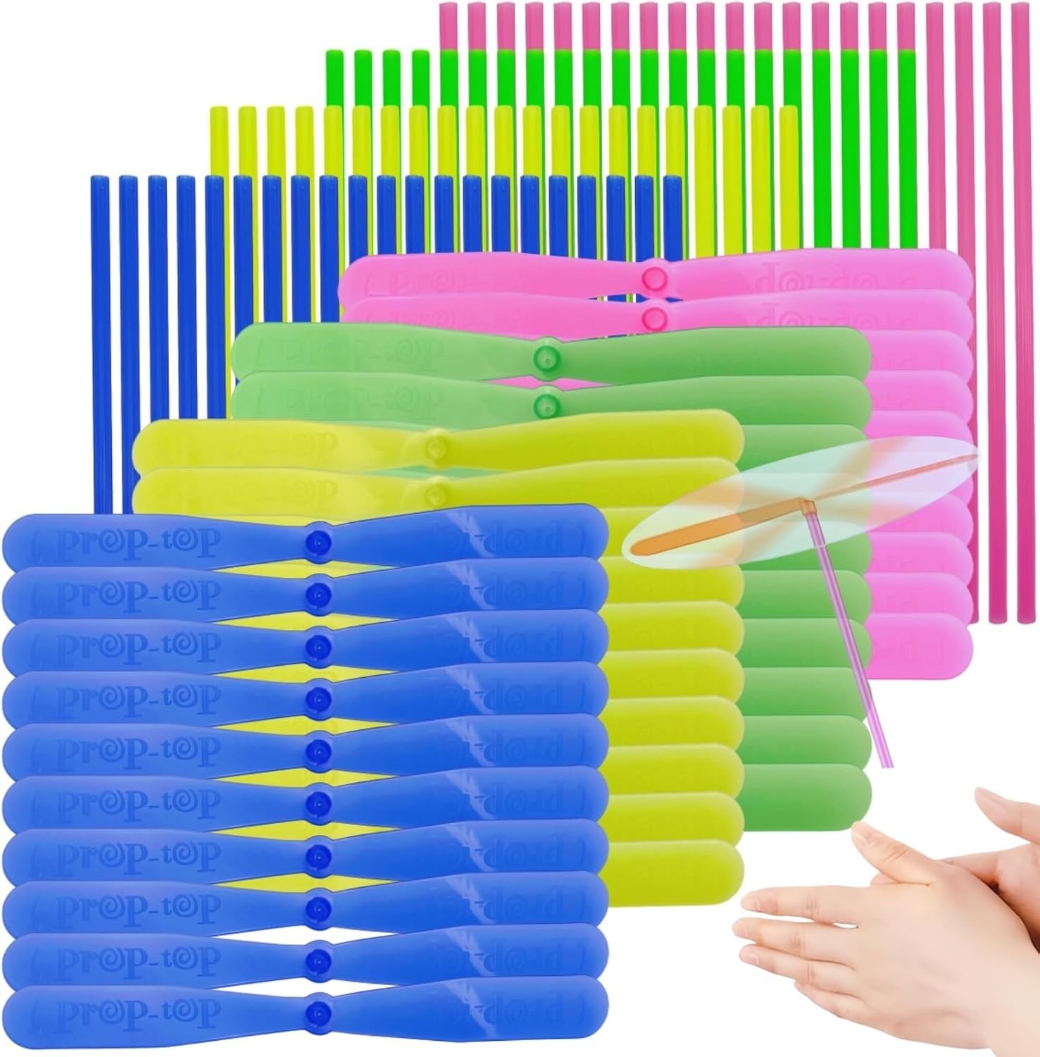 Hand Helicopter Spinner, 36 Pieces Plastic Propeller Flying Dragonfly Toy, Rando
