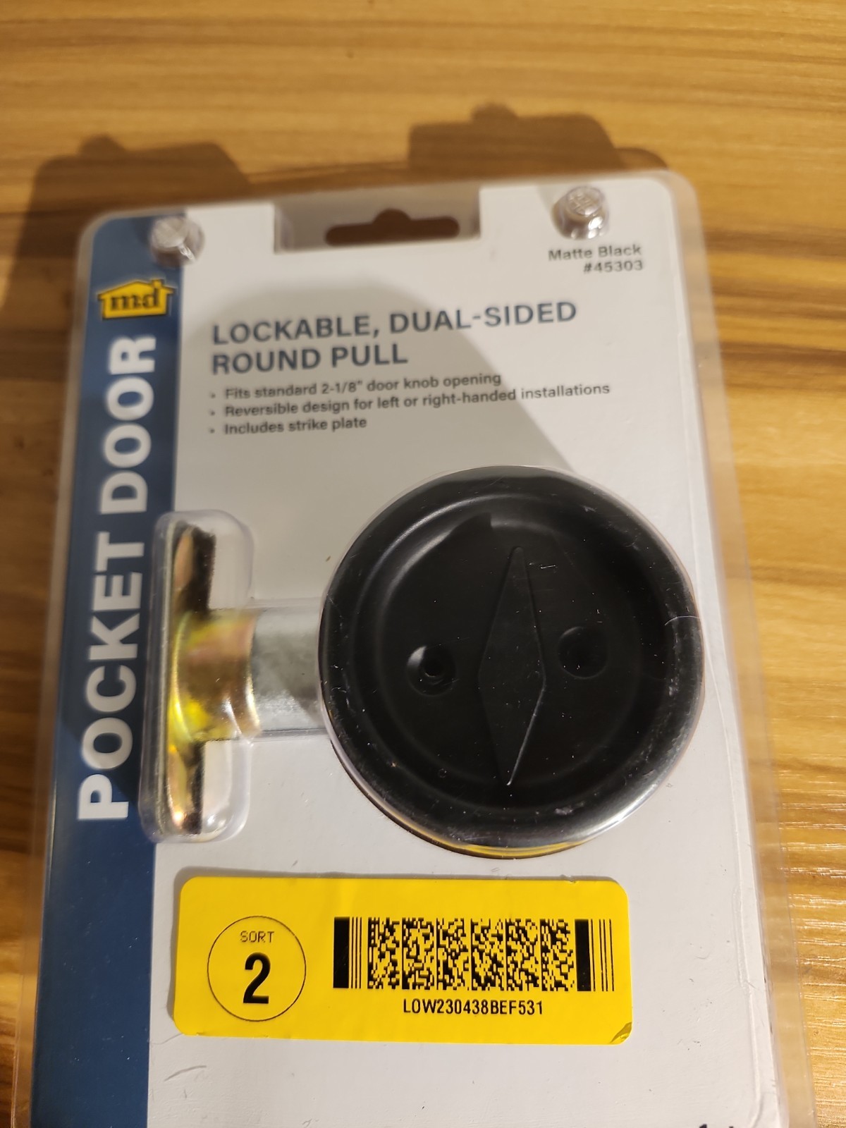 MD Building Products Lockable Dual-Sided Rnd Pocket Door Pull Satin Nickel 45301