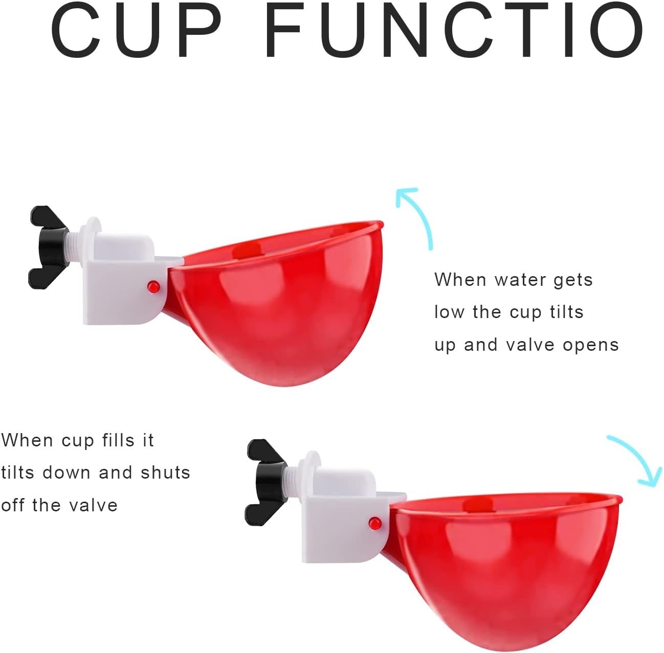 6-Pack Chicken Waterer Cups - Gravity-Fed Design for Poultry Protection