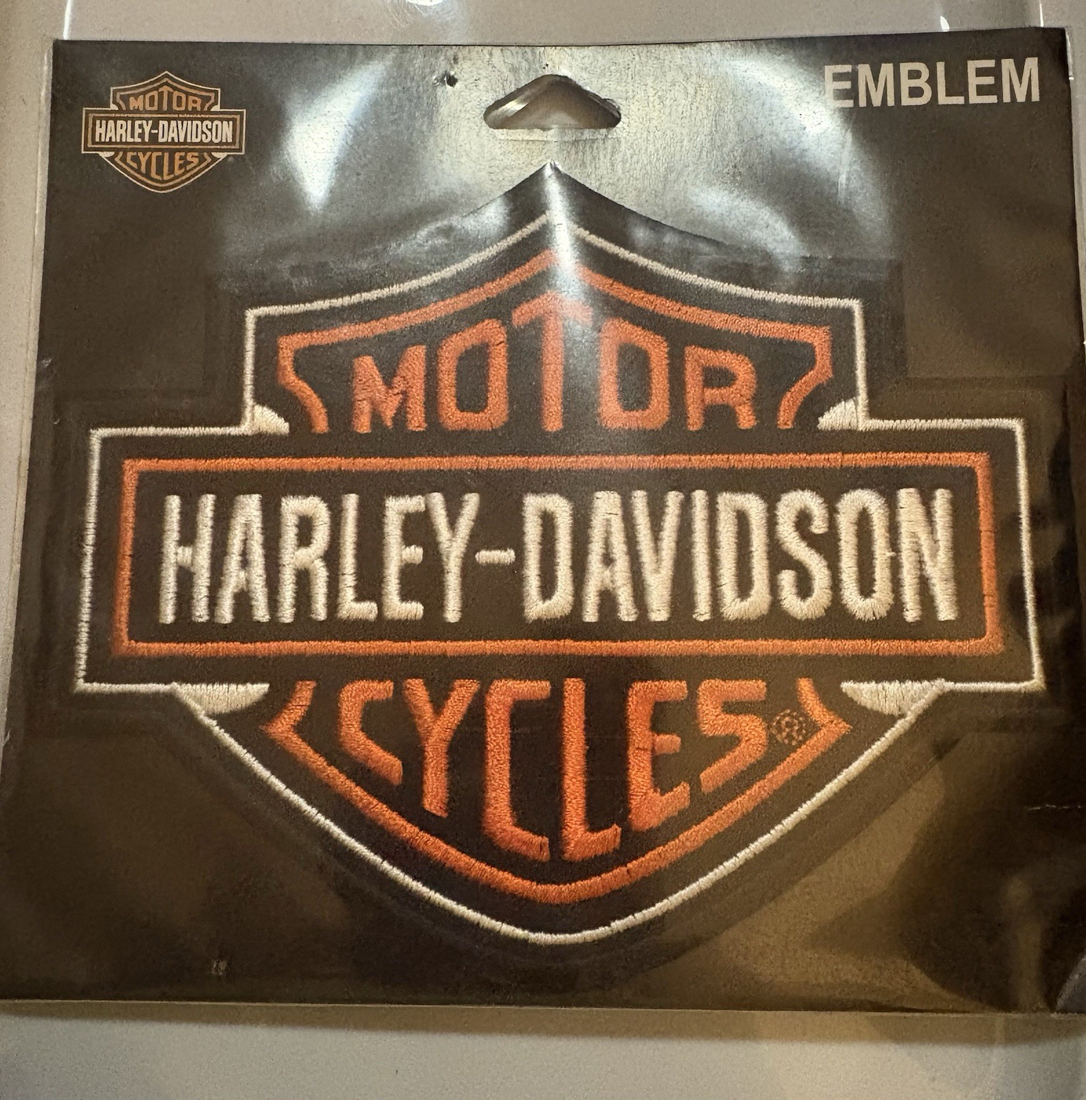 Harley Davidson Emb Bar & Shield Org/blk/wht 2007 Patch/Emblem New