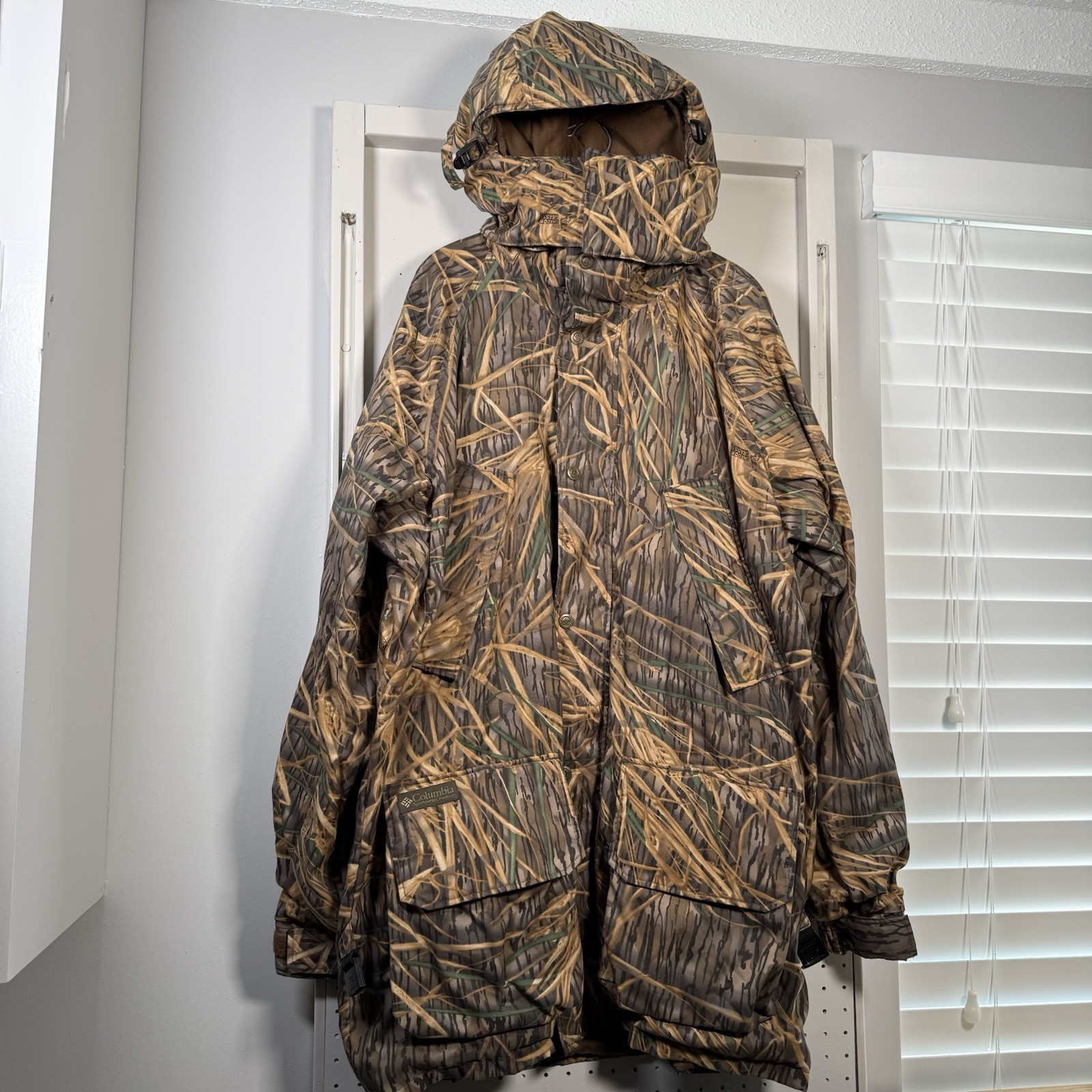 Columbia Mossy Oak Shadow Grass Hunting Jacket Size XLT Detachable Hood Camo
