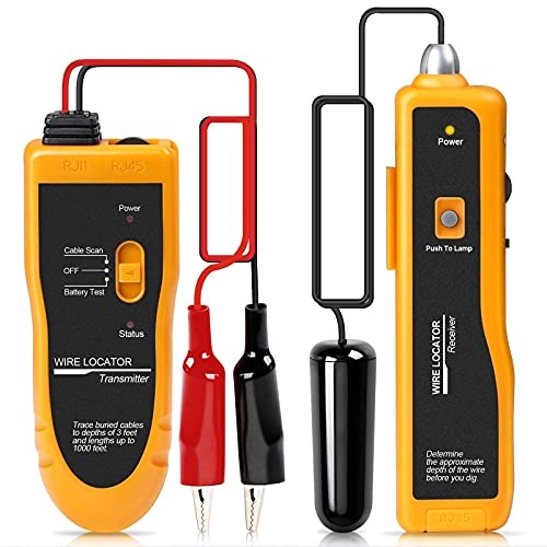F02 Underground Cable Locator, Wire Tracer with Earphone, Cable Tester Yellow