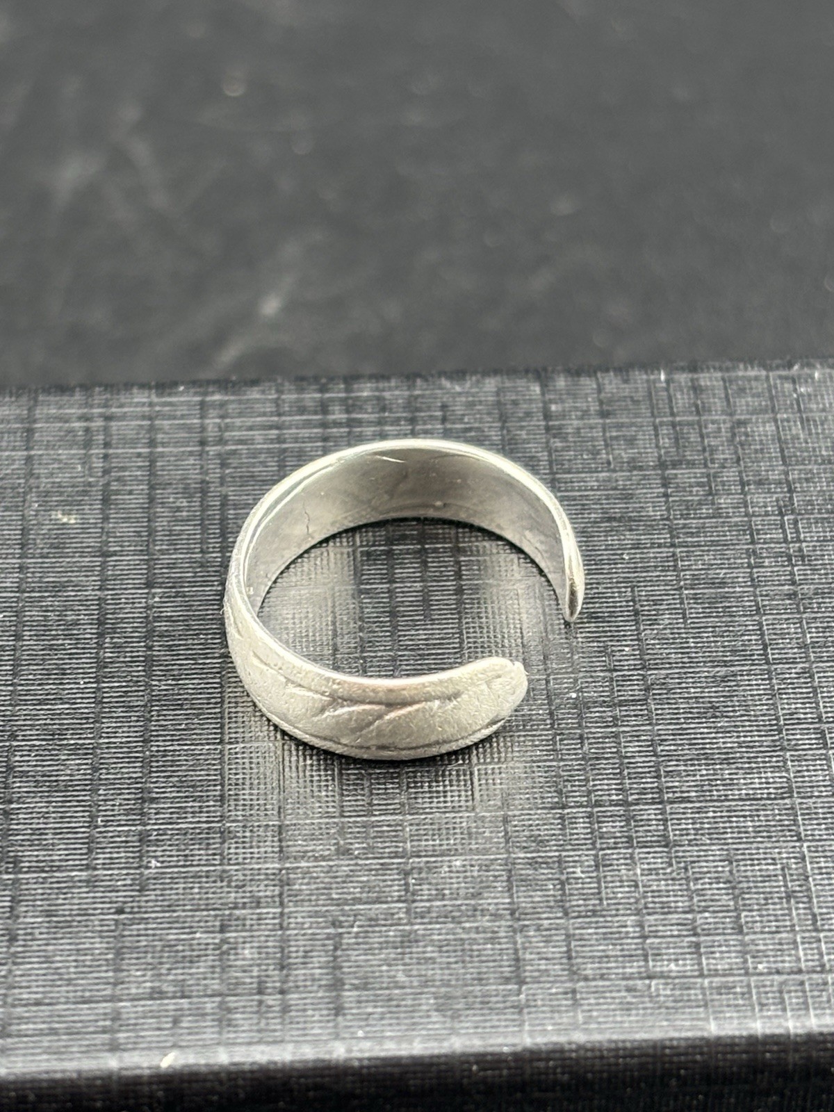 Worn Rope Print Old Sterling Silver VTG Toe Ring ADJ