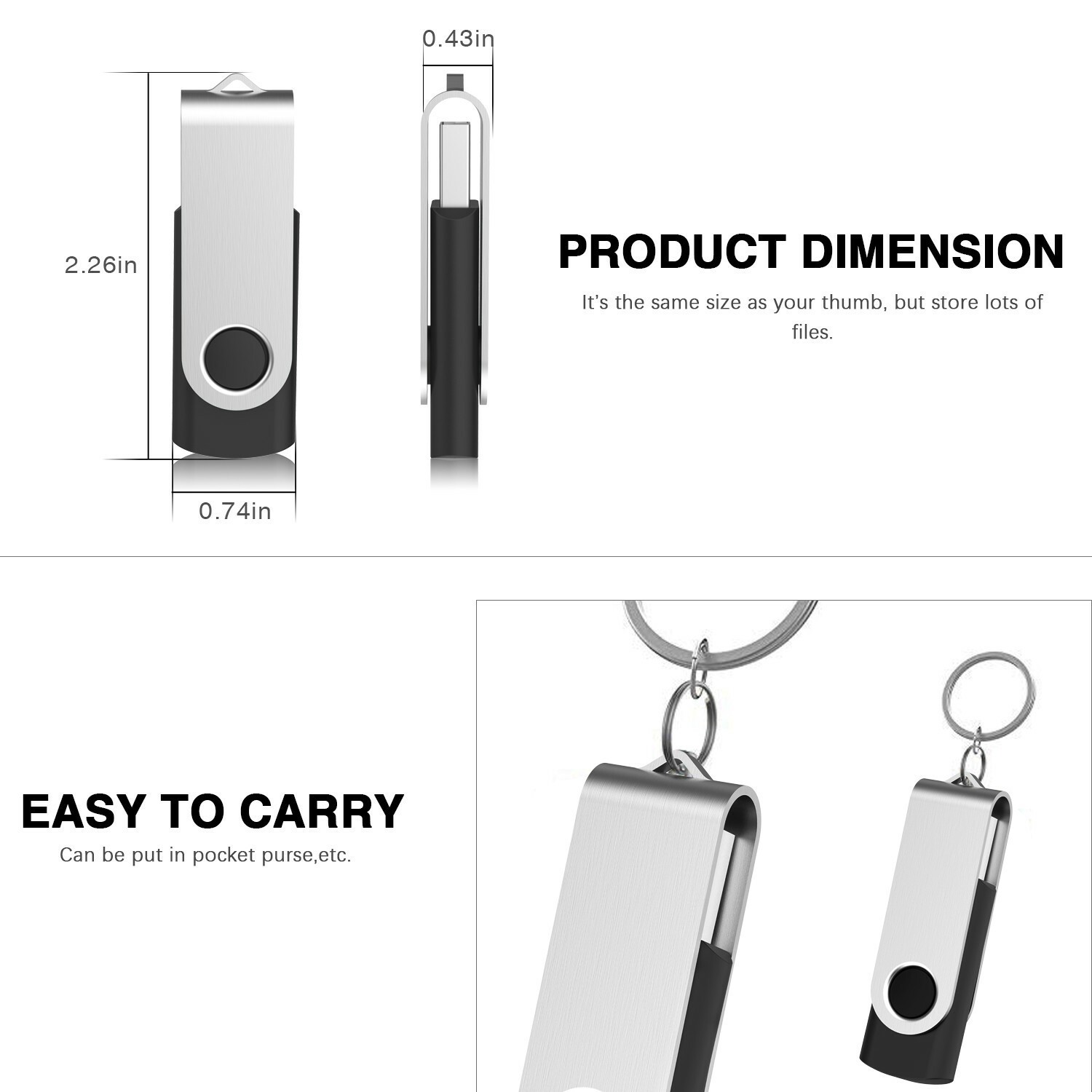 10Pack Swivel USB Flash Drives Memory Stick U Disk Thumb Pendrive Storage Black