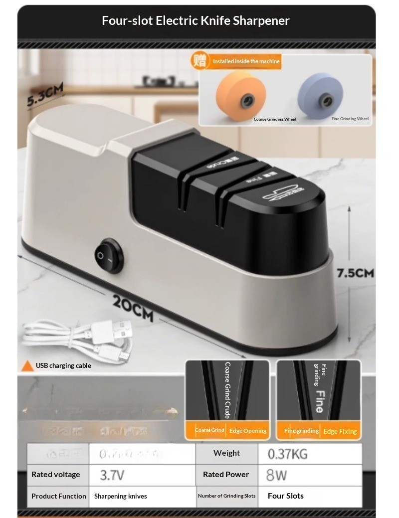Electric Knife Sharpener – Compact Automatic Sharpener for Kitchen Knives
