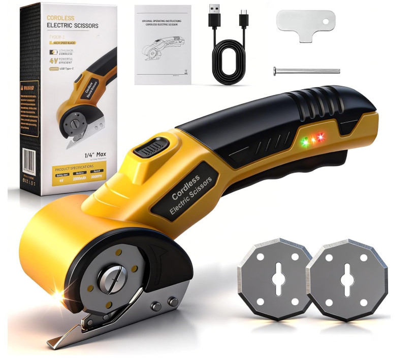 Cortadora eléctrica inalámbrica con cuchilla de tungsteno y batería 2000mAh