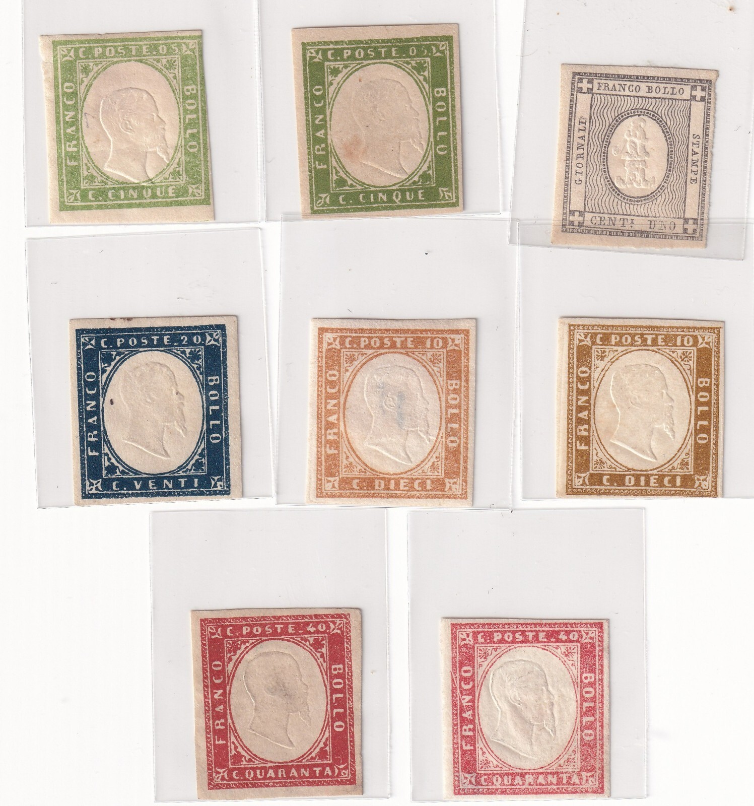 Italy Sardinia 1855–63 King Victor Emmanuel II – 9 MNG/MH_ Variations