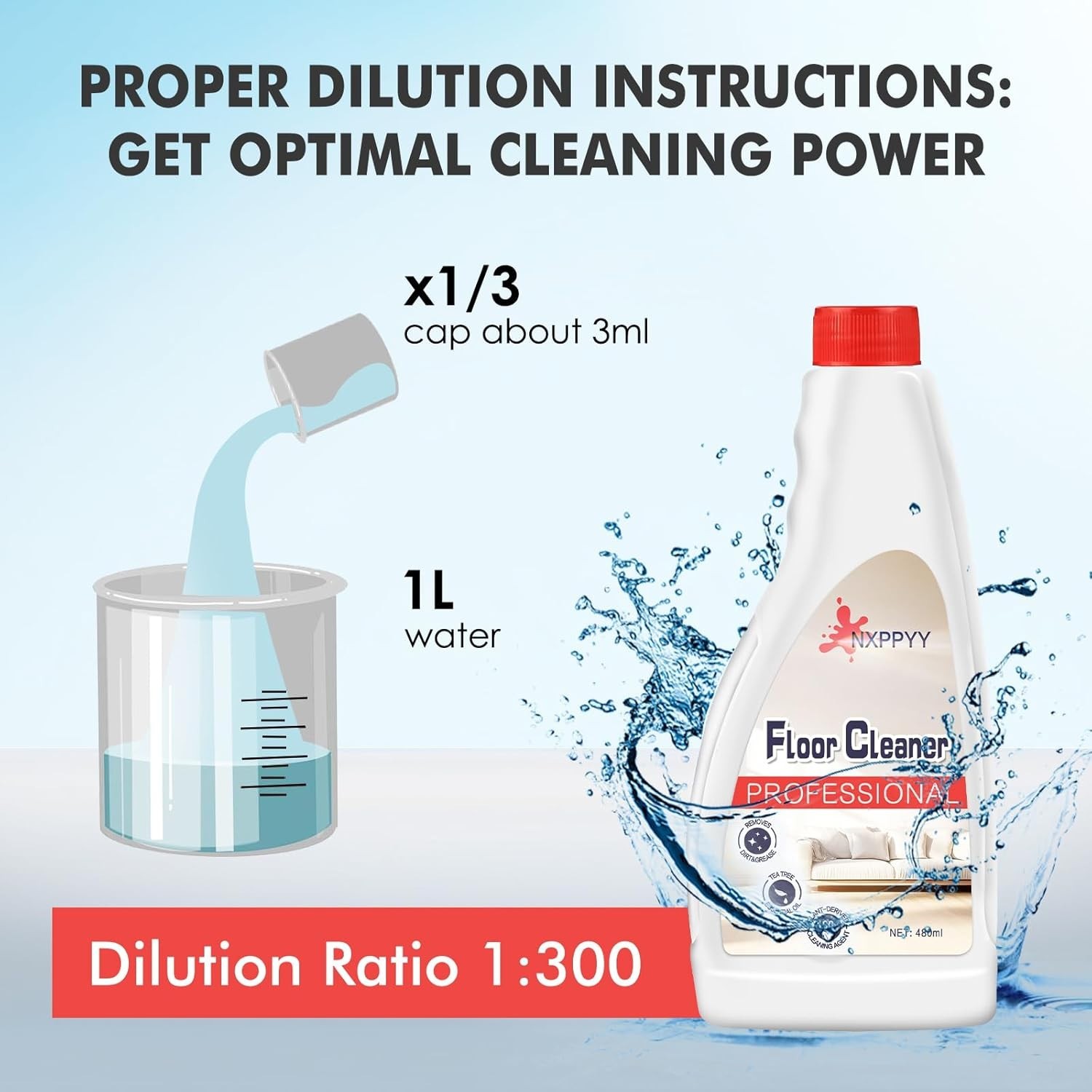 Floor Cleaning Solution for Roborock Q5/Q7/Q8/S7/S8, 4 Bottles