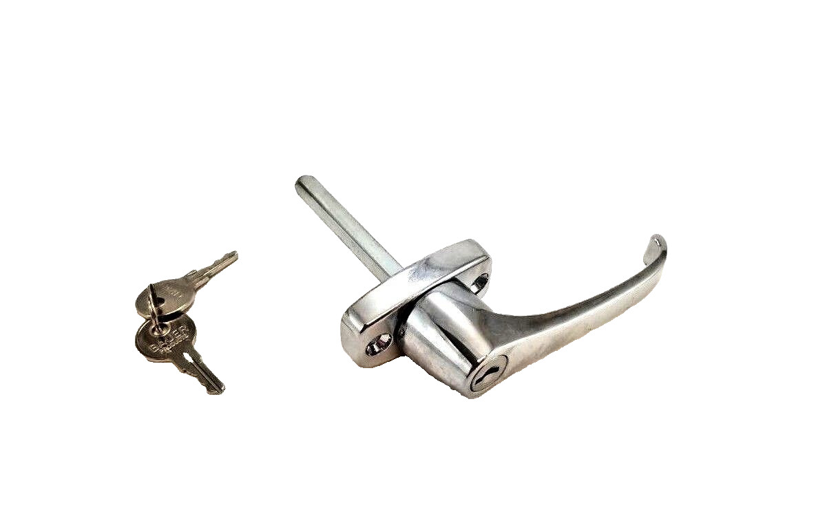 Universal  Locking L Handle Chrome Finish Trailer Camper RV Garage Door Baggage