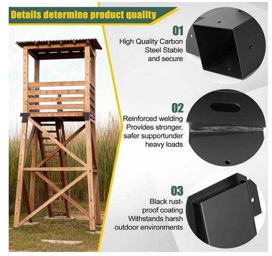 4 Pcs Outdoor 4x4 Compound Angle Brackets Deer Stand/treehouse/Swing Set+. Black