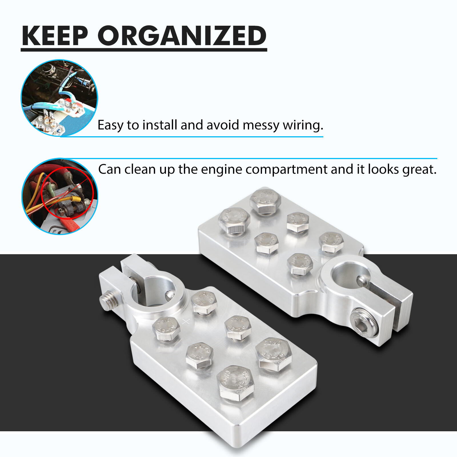 For Car Audio 6 Spot Flat Multi Connection Battery Terminals For SAE Post