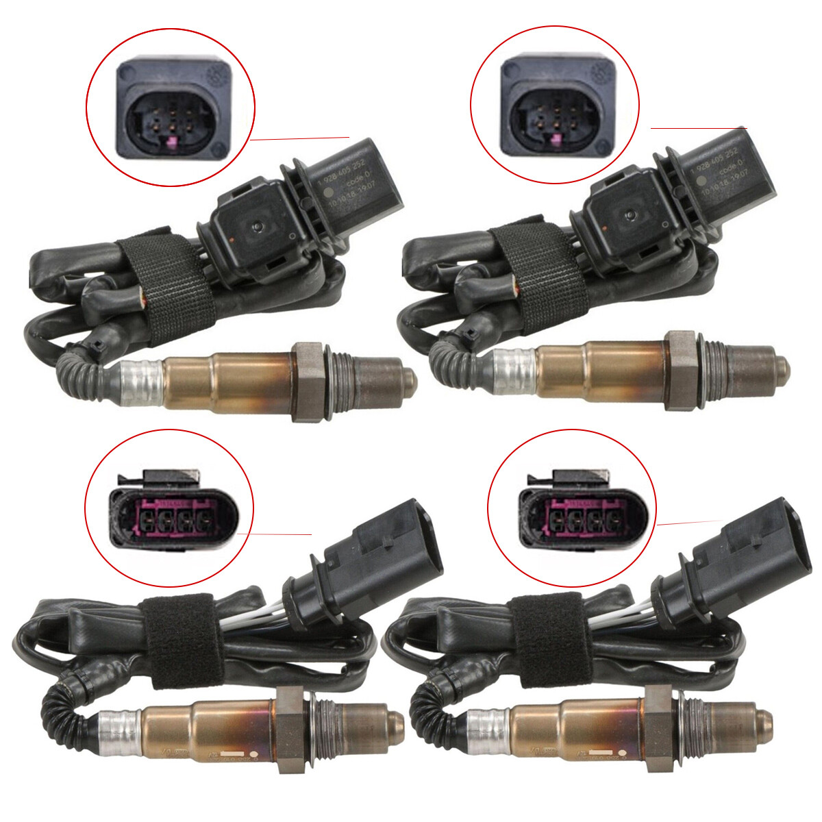 4pcs Upstream+Downstream Oxygen O2 Sensor For 2007-2010 Audi Q7 3.6L