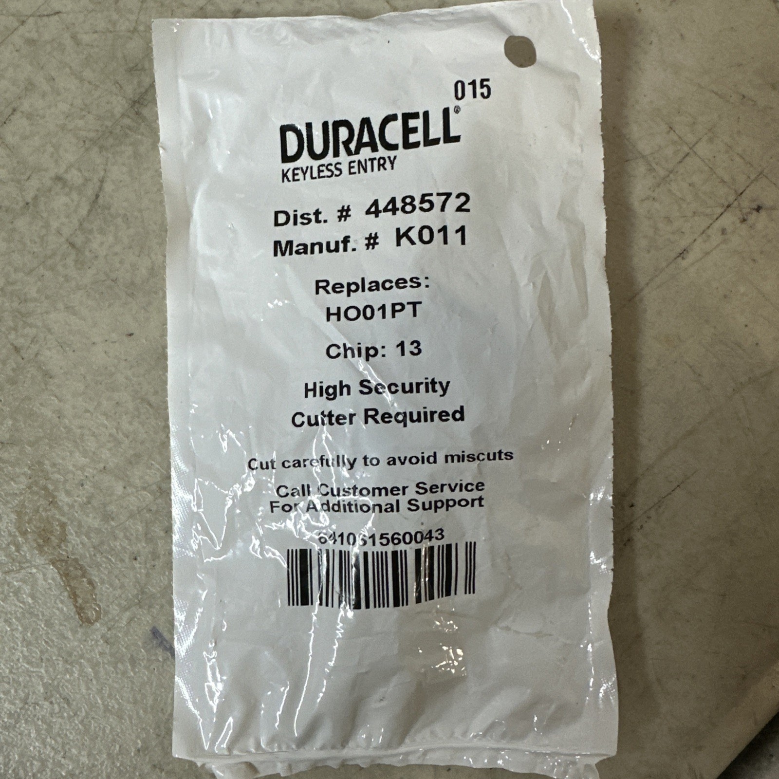 NEW Duracell Key MFR# K011 DIST# 448572