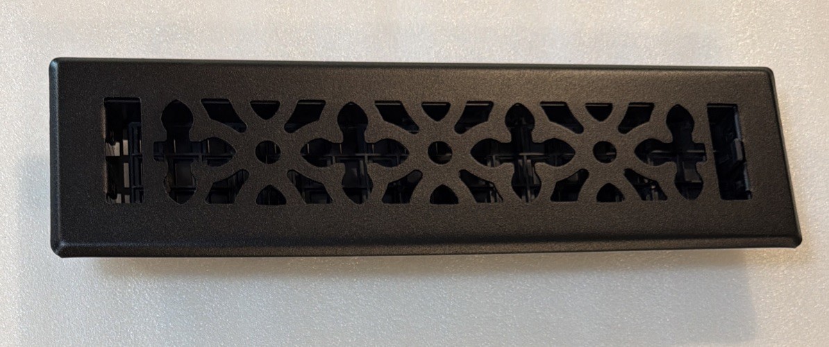 8 - 2x12 Inch Gothic Floor Register Textured Black Metal Vent Cover Decorative