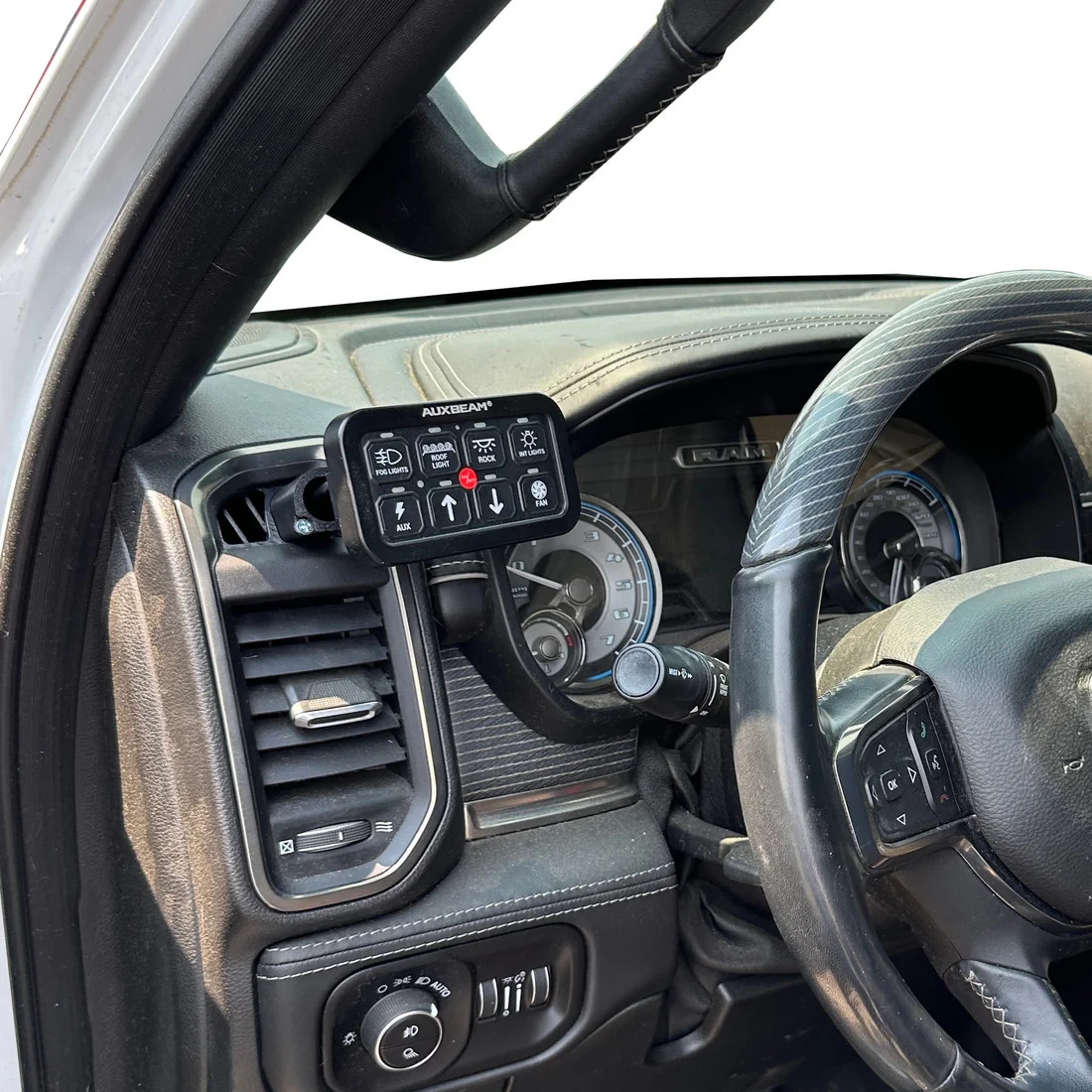 Custom Auxbeam mount for 2019-2027 Ram defrost vent 6 or 8 gang