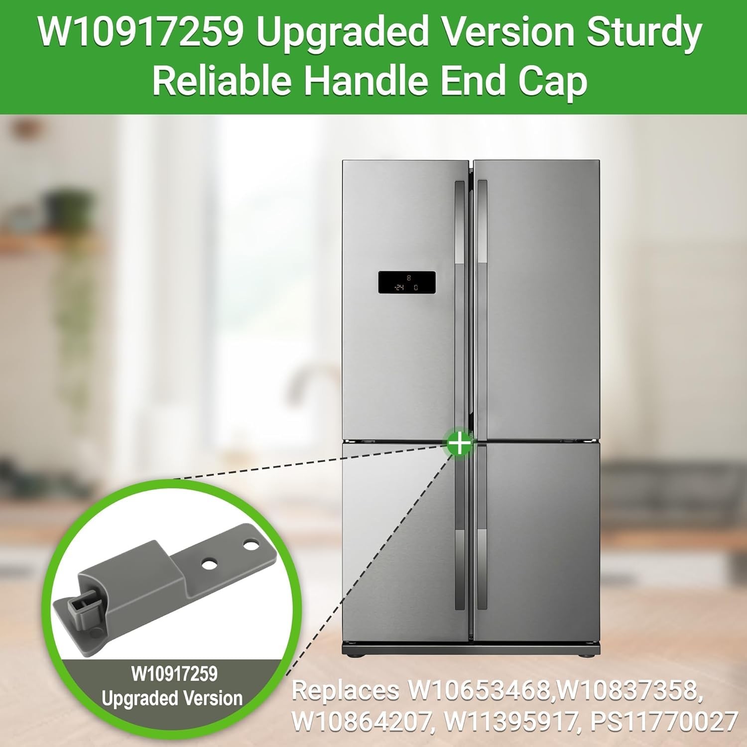 W10917259 Refrigerator Door Handle End Cap 2Pack, Compatible with Whirlpool H...