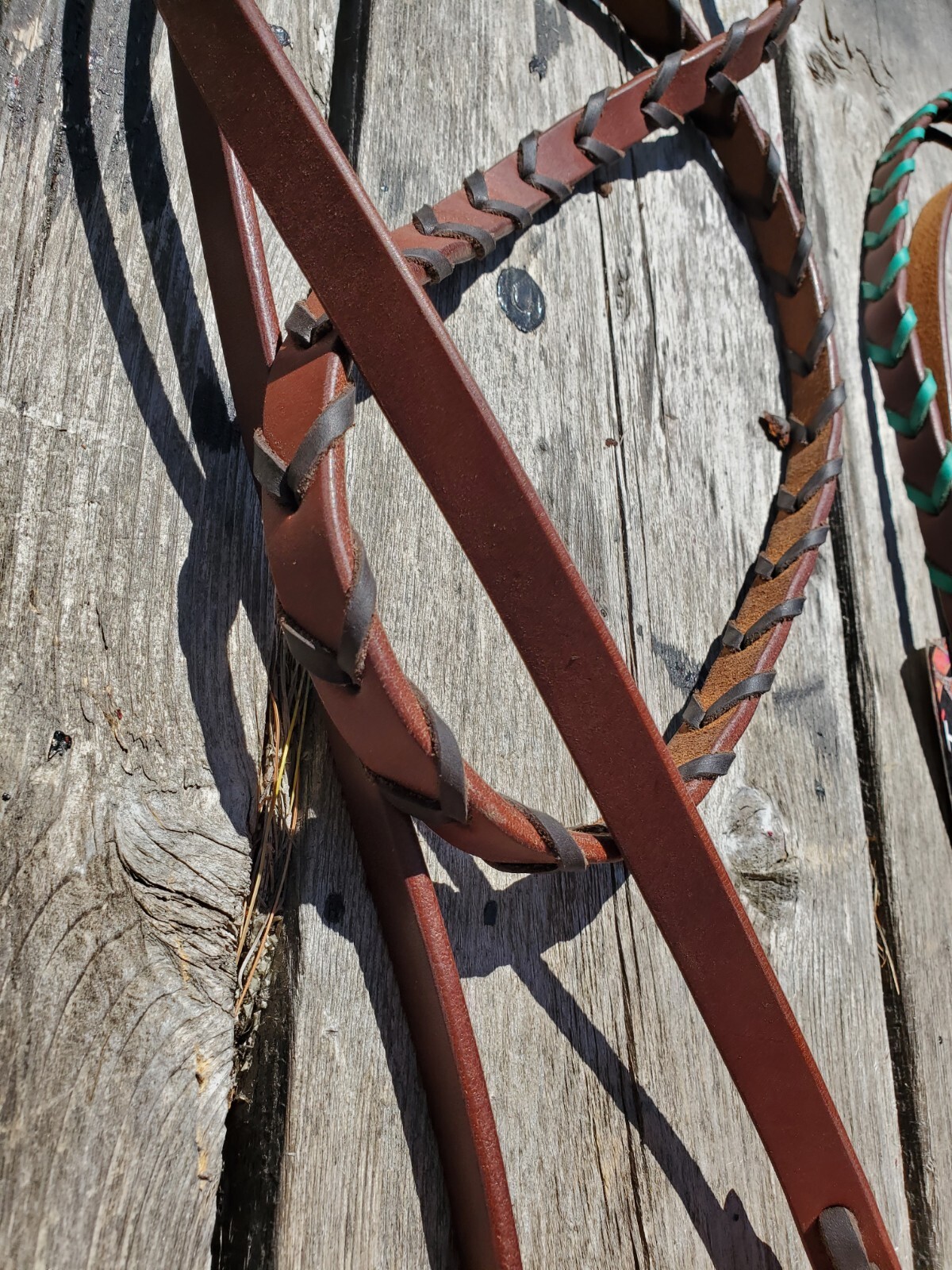 Top Quality Hand-Made Leather mocha lace Roping Barrel Reins. Quality Horse Tack