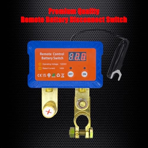 Remote Battery Disconnect Switch 12V W/Voltmeter, 140A 140A Top Post Pos