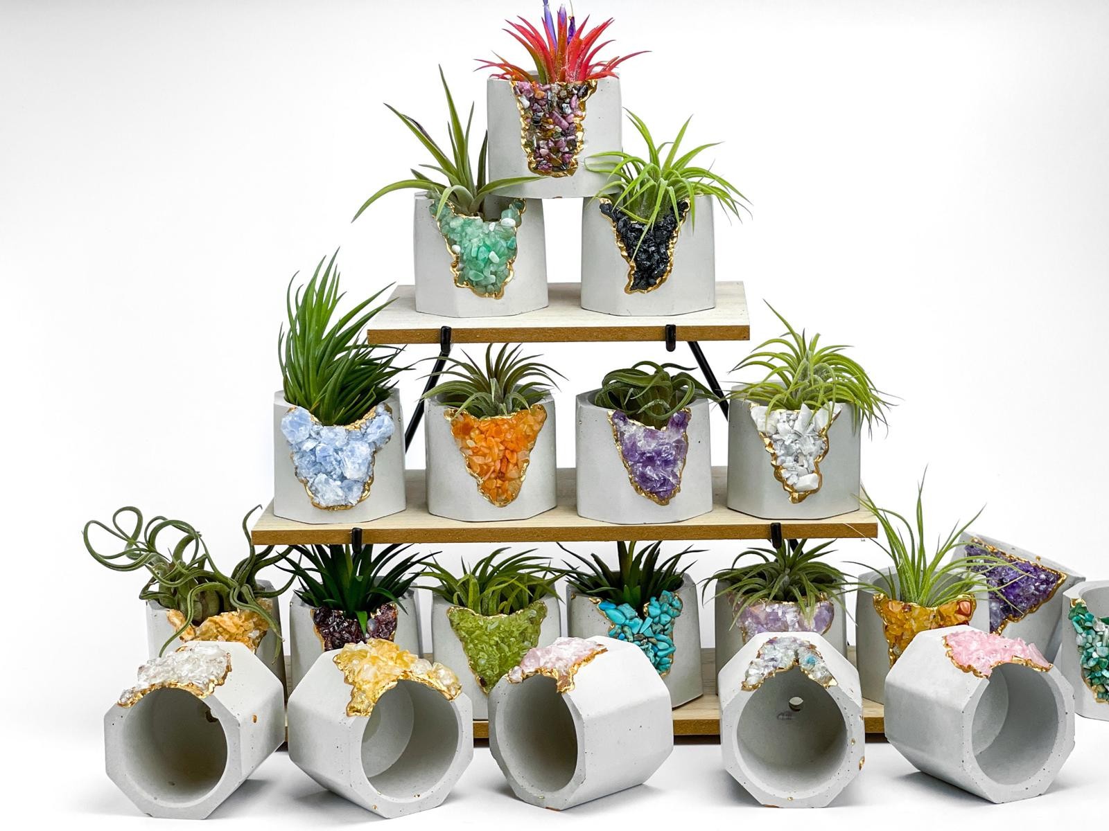 Raw Citrine Succulent Geode Planter Crystal Air Plant Holder