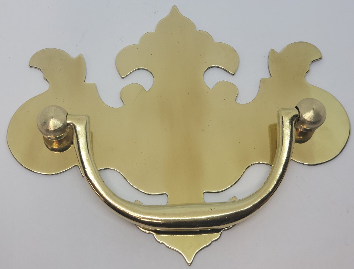 Polished Stamped Brass Chippendale Style Willow Drawer Pull 2.5 & 3" CTC antique