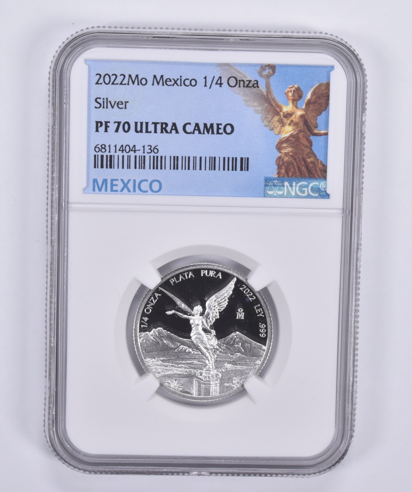 2022 Mo Mexico Silver 1/4 Onza Proof PF70 UCAM NGC Mexico Label
