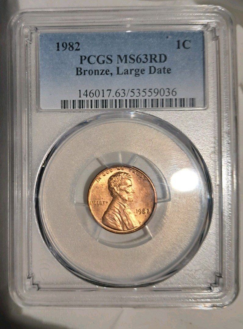 1982 Large Date Bronze Lincoln Memorial Small Cent PCGS MS63RD
