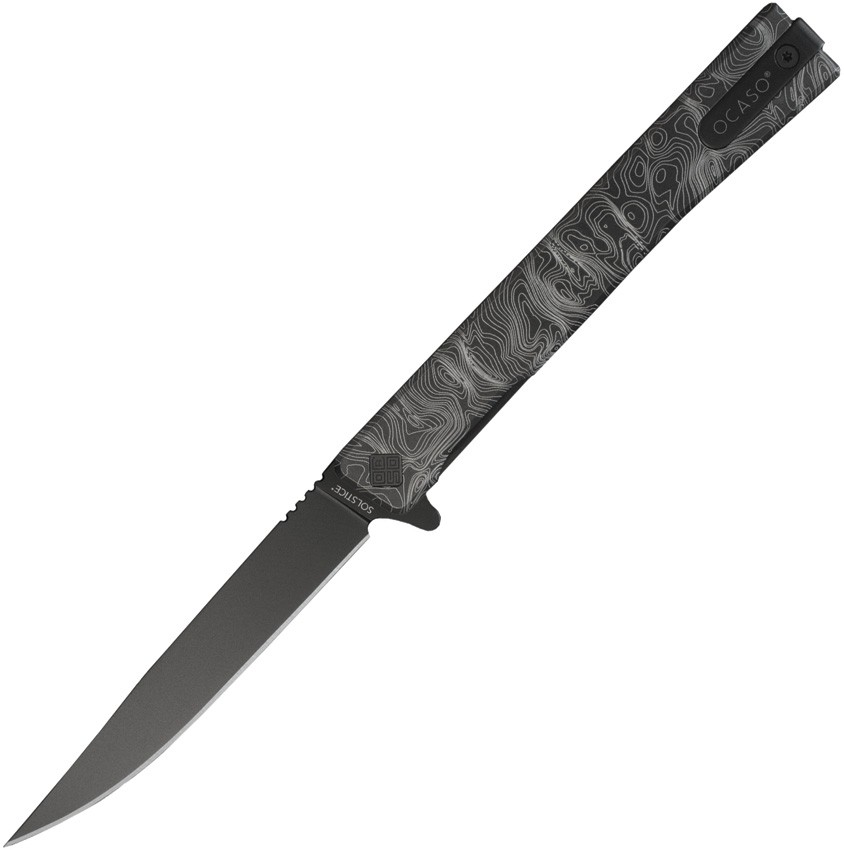 Ocaso Solstice Linerlock PVD Topo Folding Knife Black
