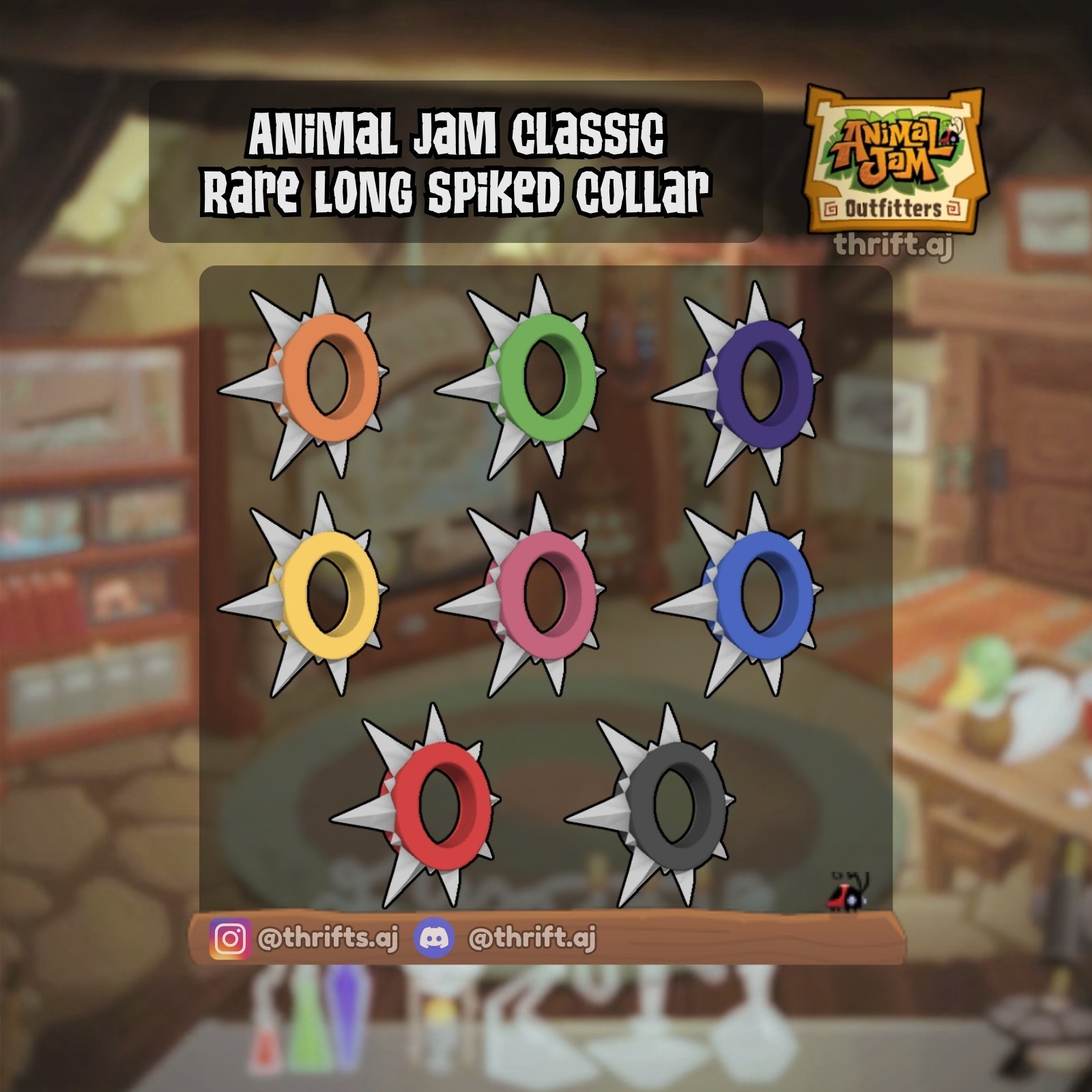 Animal Jam Classic (AJC) | Rare Long Spiked Collar (READ DESCRIPTION)