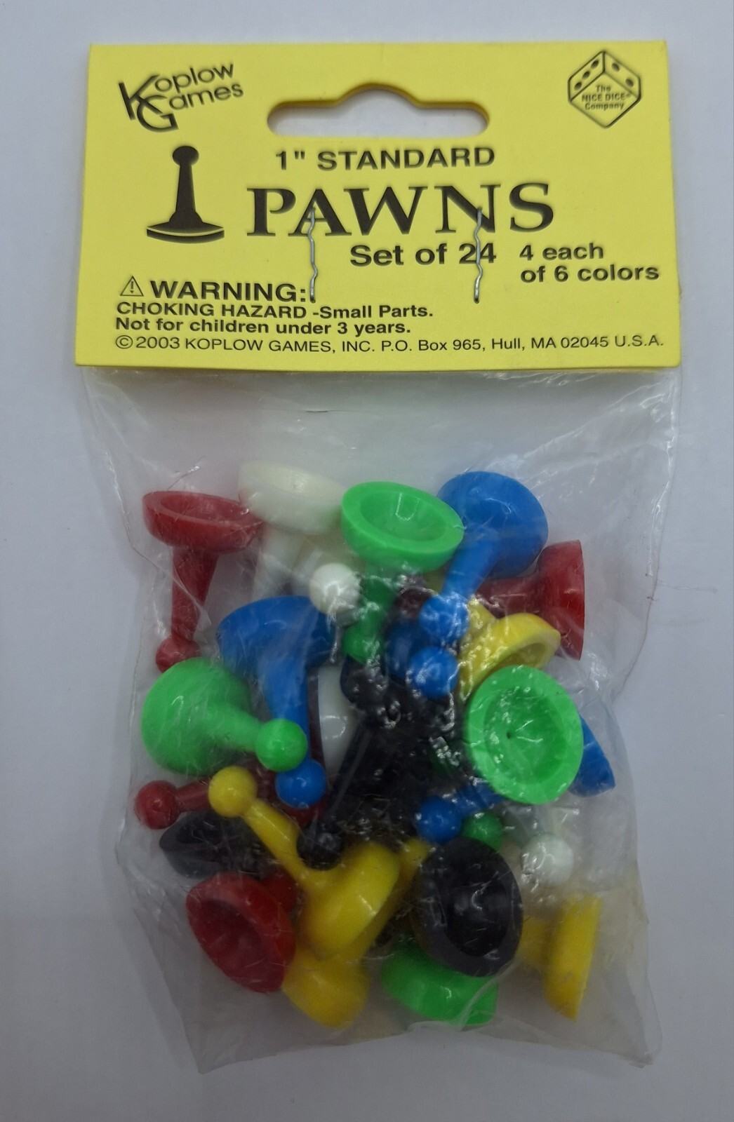 Koplow Games Set of 24 Standard 1 Inch Game Pawns Playing Pieces 6 Colors NEW