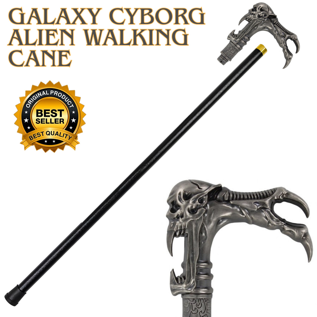 Galaxy Cyborg Alien Steel Shaft Novelty Walking Cane Stick Costume Prop