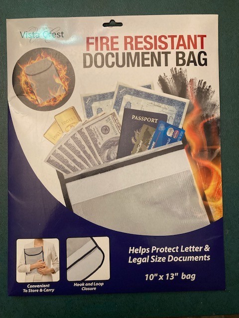 Vista Crest Fire Resistant Document Bag Protects Important Papers Letters Gift