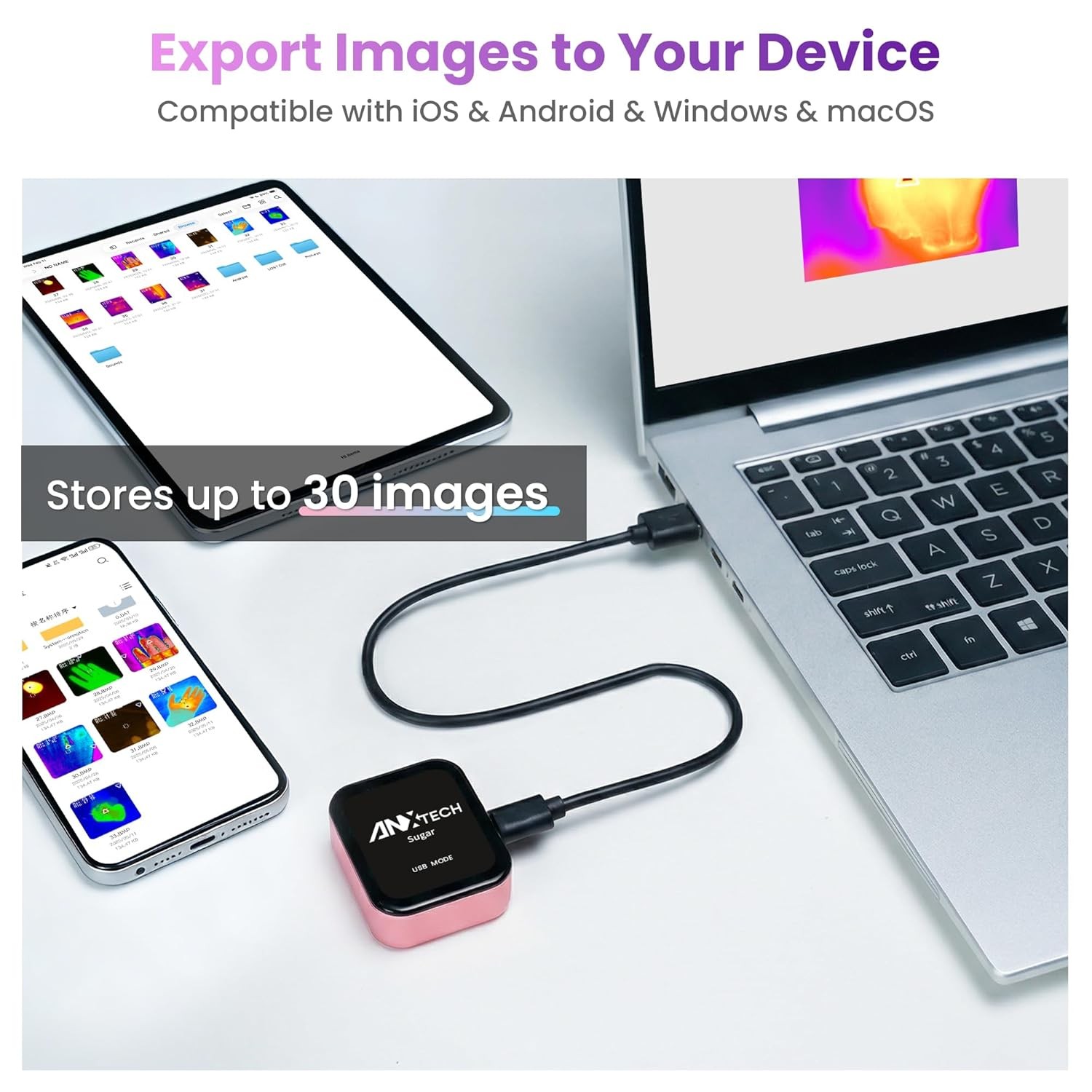 ANXTECH Pink Thermal Imaging Camera 80*60 IR Resolution Dual Camera