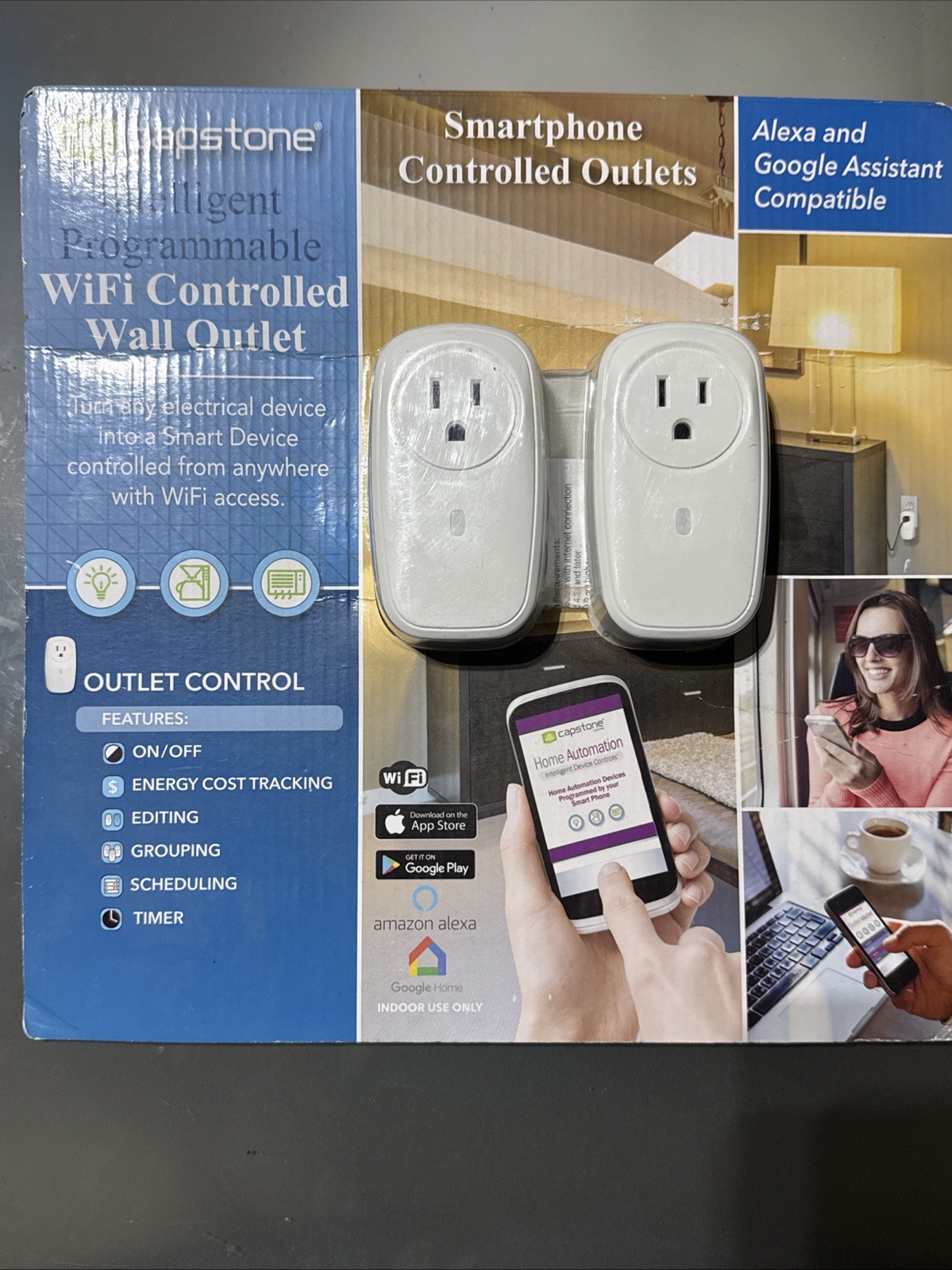 Capstone 2 pack Intelligent Programmable WiFi Wall Outlet Alexa Compatible NEW