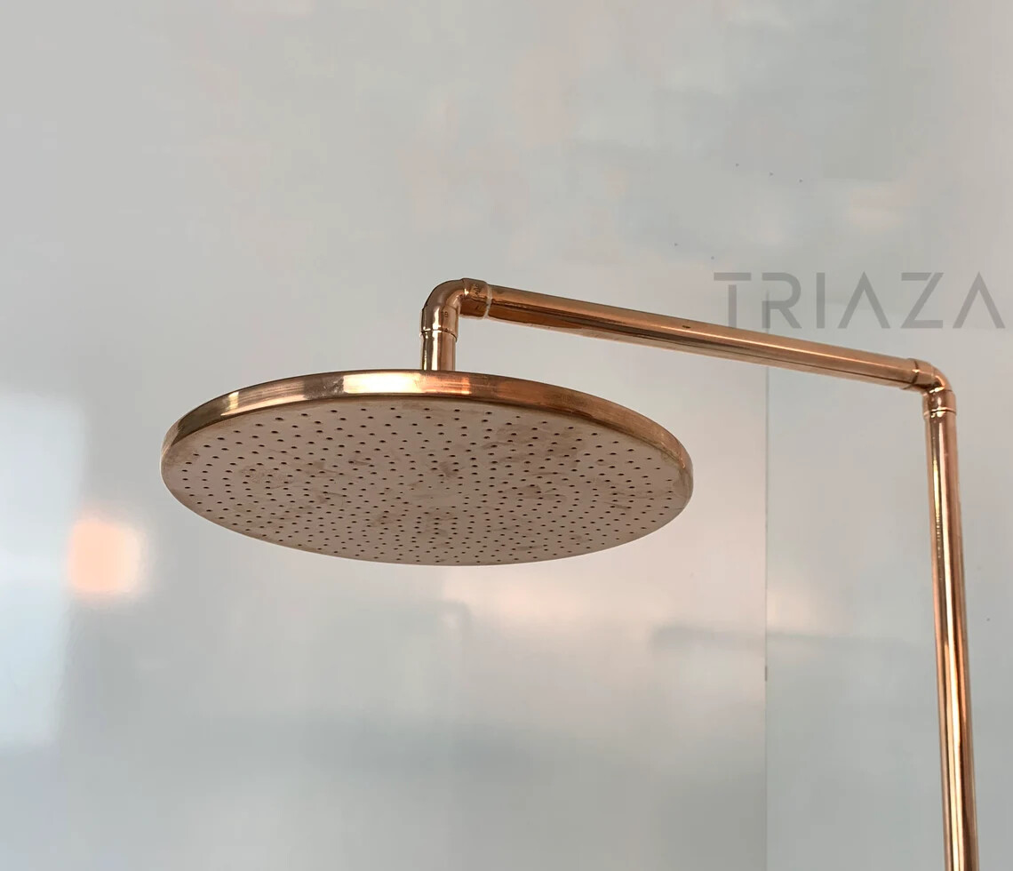 Unlacquered Solid copper shower head , outdoor shower head , outdoor shower