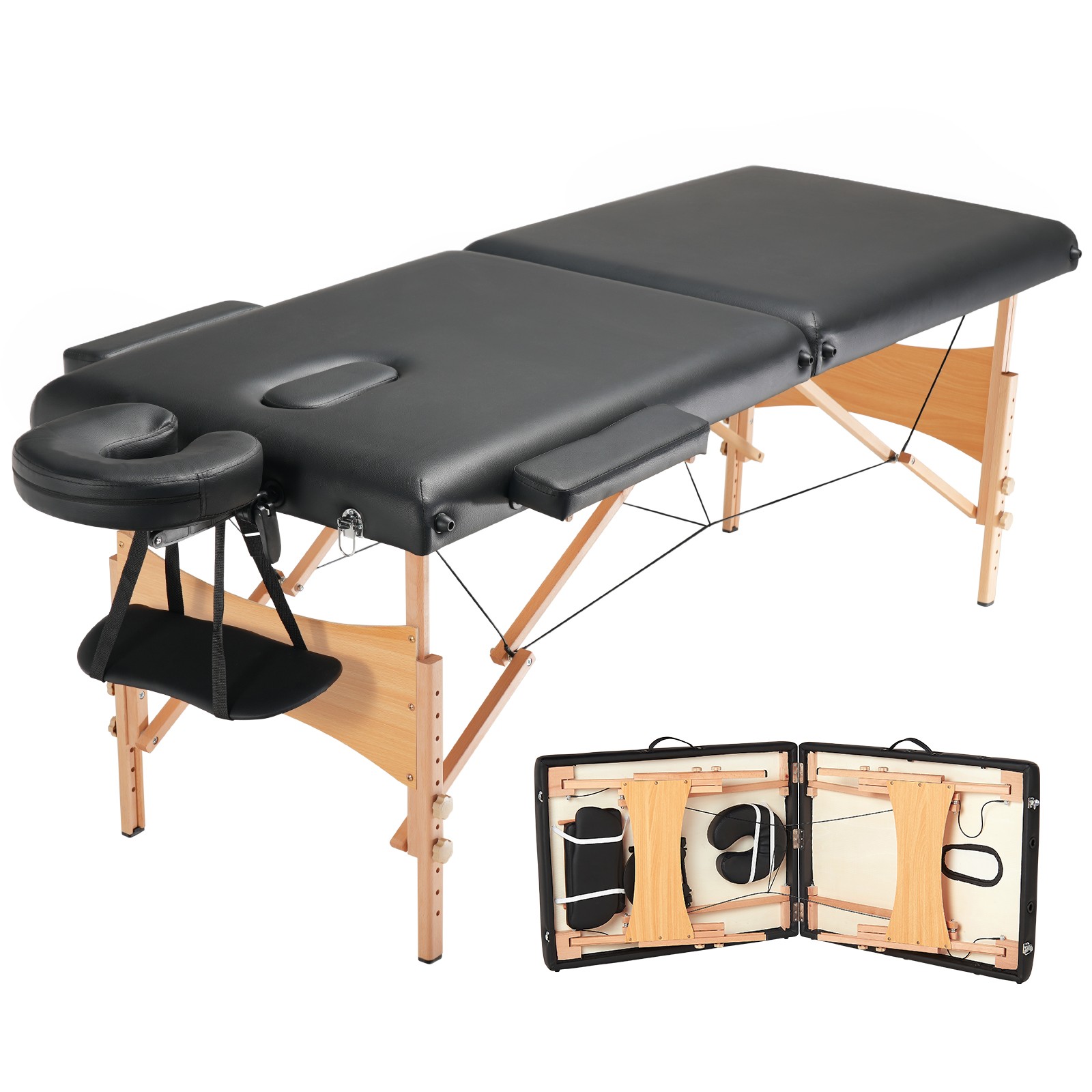 Uimoso 72.8" x 28" Professional Massage Table Adjustable 2 Folding 600LB