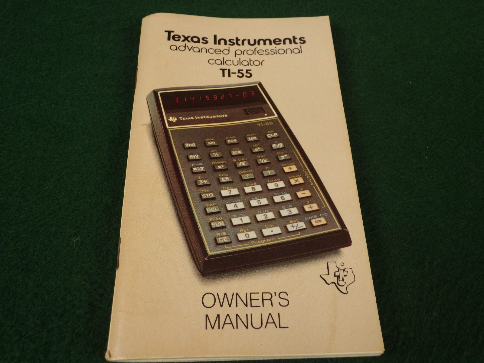Vintage Texas Instruments TI-55 advanced professional calculator +box,sourcebook