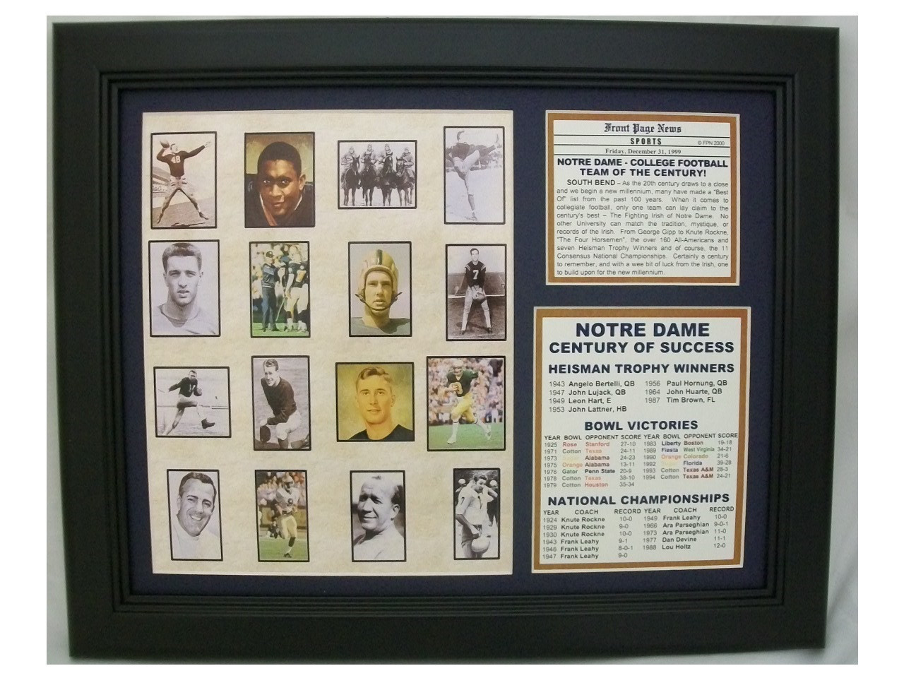 11X14 FRAMED NOTRE DAME 8X10 PHOTO HEISMANN TROPHY WINNERS NATIONAL CHAMPIONSHIP