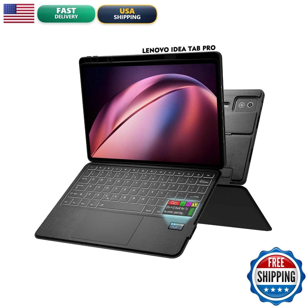 Doohoeek Keyboard Folio w/Status Screen for Lenovo Idea Tab Pro 12.7" 2025