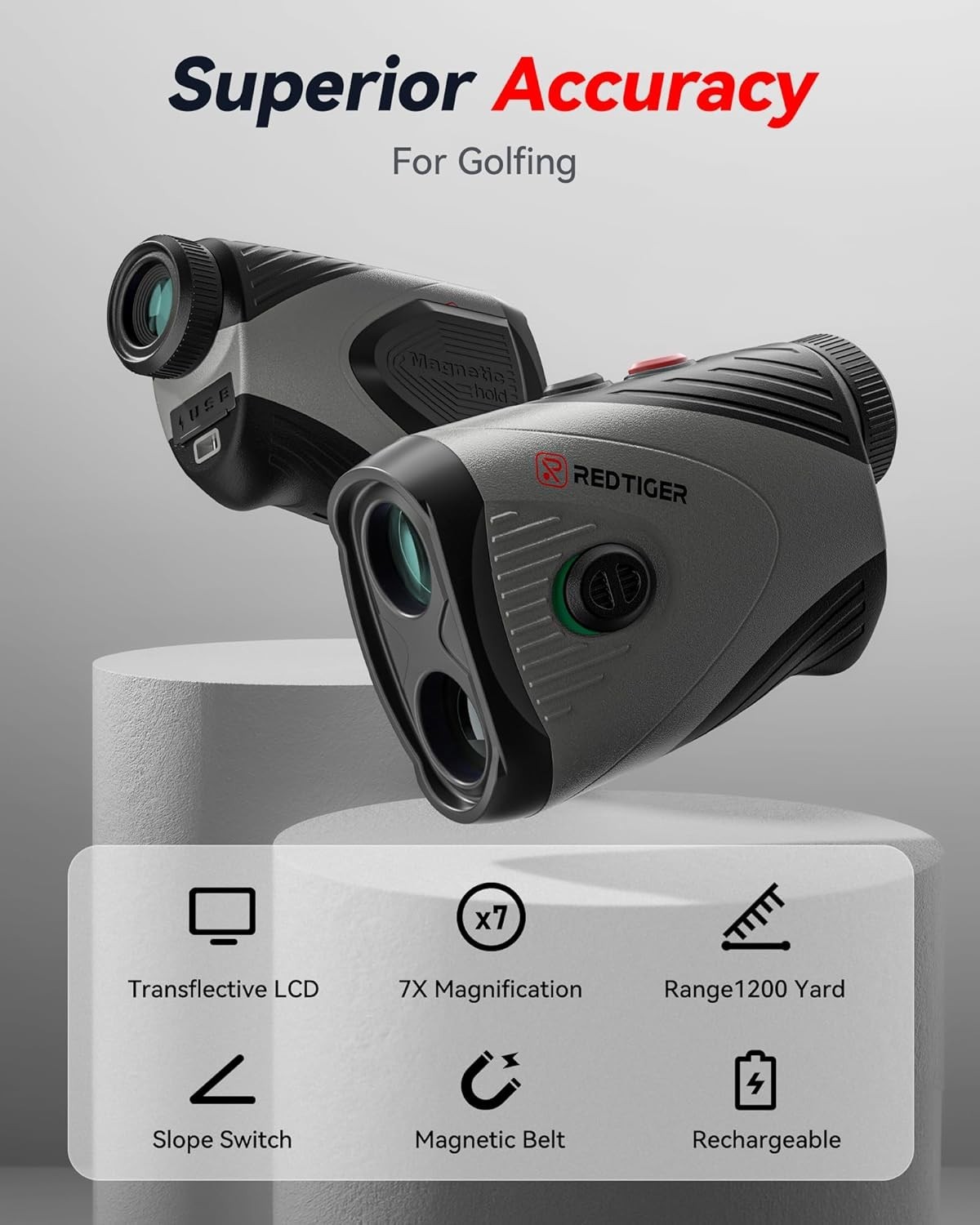Golf Rangefinder, 7X Magnification 1200 Yards Laser Range Finder with Slope, ...