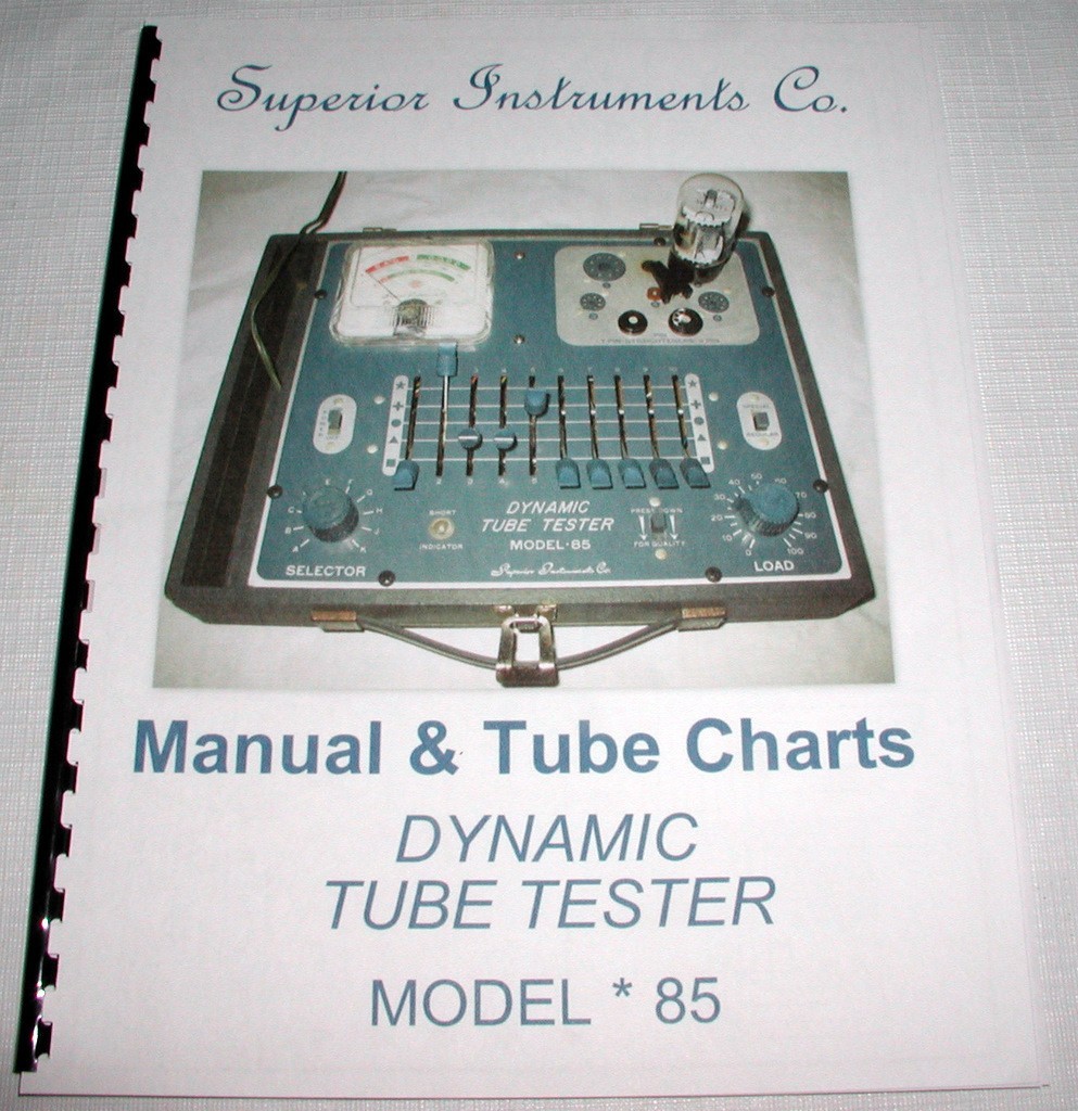 Manual & Test Setup Chart for Superior Instruments Co. SICO Model 85 Tube Tester