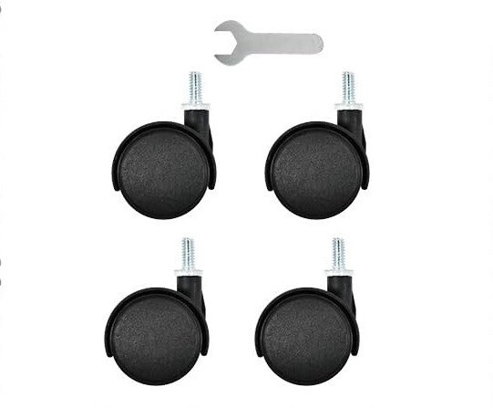 4 Furniture Casters and 4 Solid Feet 3/8" Threaded Stem Swivel -2 Locking Wheels